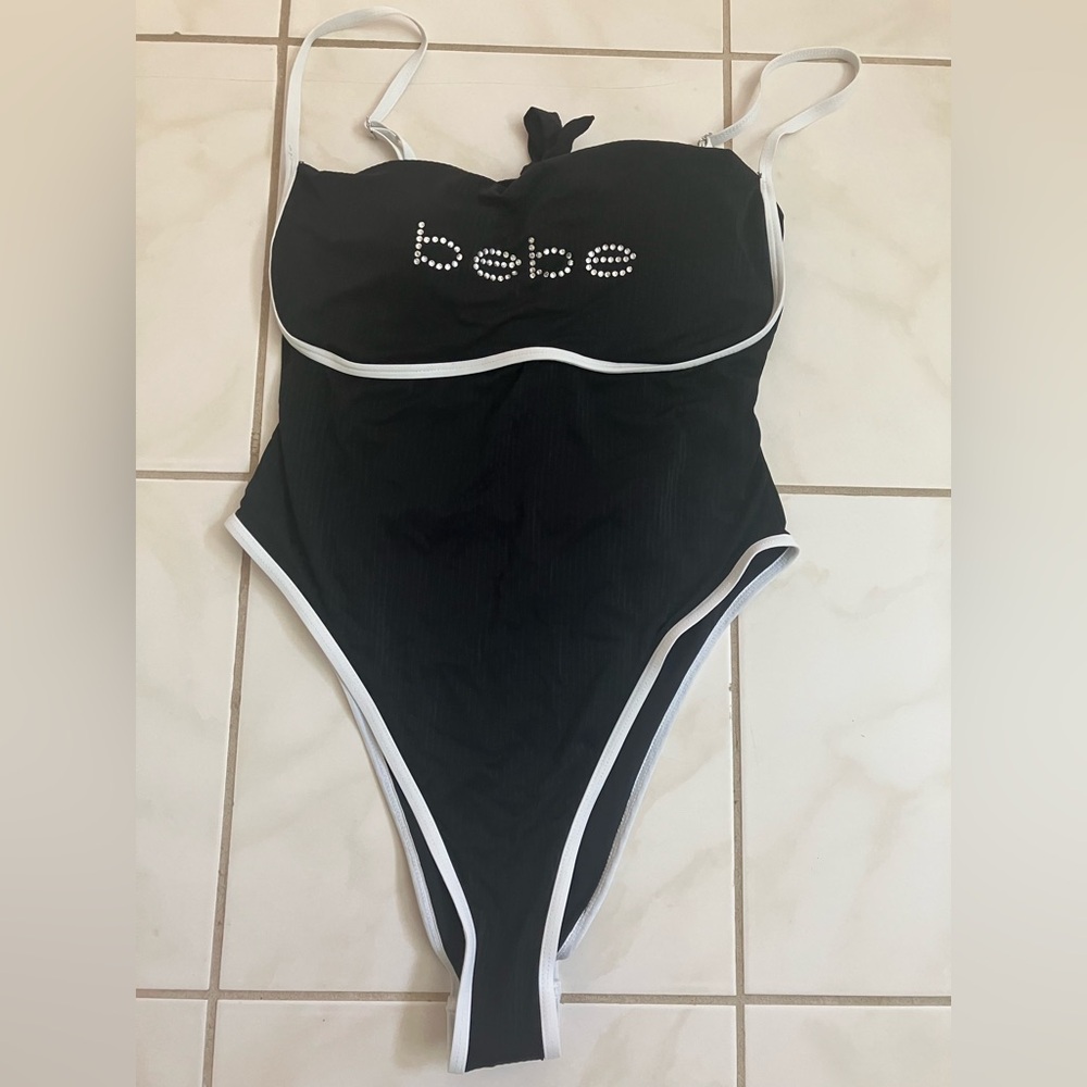 Bebe Black Swimsuit with White Accents